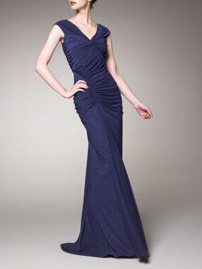 Tadashi Shoji Ruched Maxi Dress Gown Formal Party Black Tie Wedding Guest Fancy